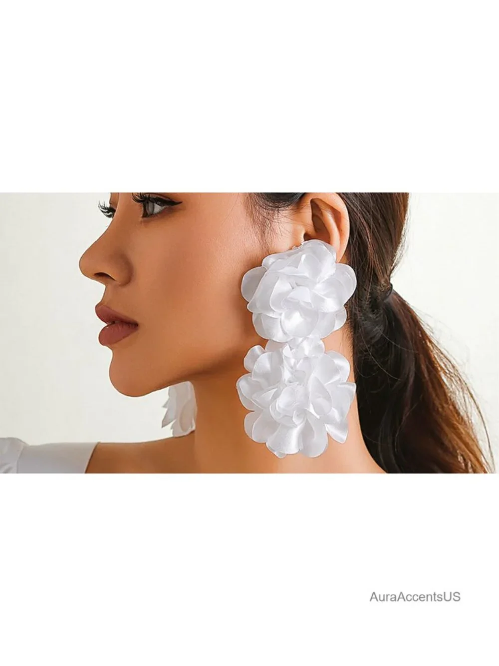 Chunky Big Flower Earrings Women's Floral Statement Dangle Drop Stud Backing